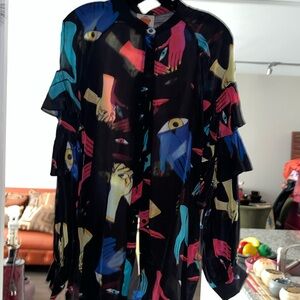 Farm Rio Top with Ruffle Sleeves